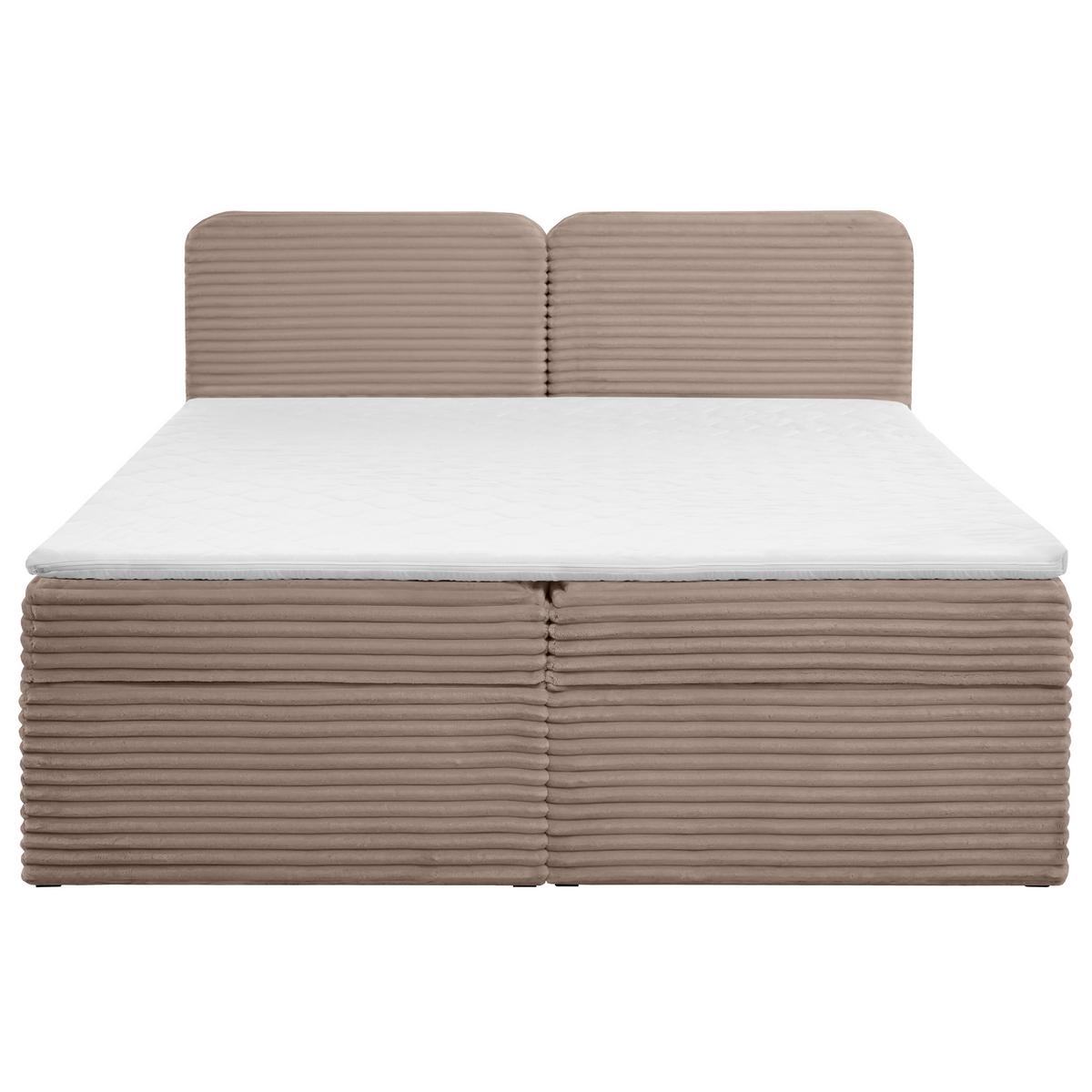 KONTINENTALBETT Lars 160x200 cm mit Topper, Bonnelmatratze, Cord-Stoff, Hellbraun - Hellbraun, Textil (160/200cm) - Beautysofa