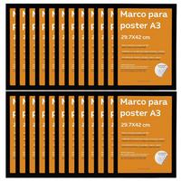 RAHMEN Set mit 24 aus MDF und Acrylglas Schutz und Aussteller für Fotografien, Bilder, Poster, Gemälde, Dekoration für Haus Farbe Schwarz A3 - Schwarz, Holz (29.7/3cm) - Nacnic