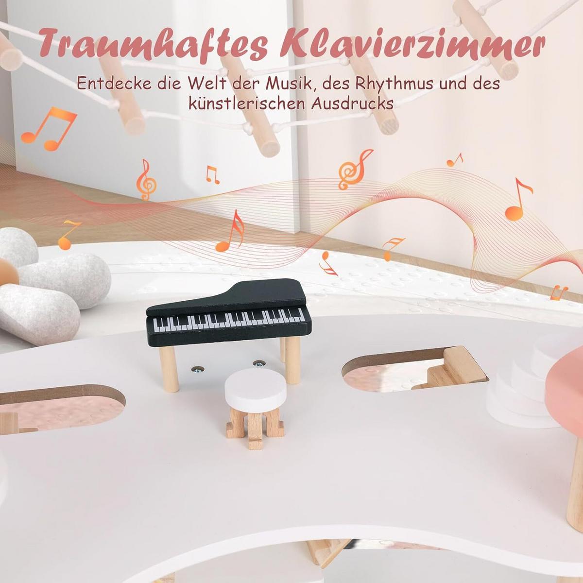 PUPPENHAUS 85cm Rosa - Pink, Holz (100/85/48cm) - COSTWAY