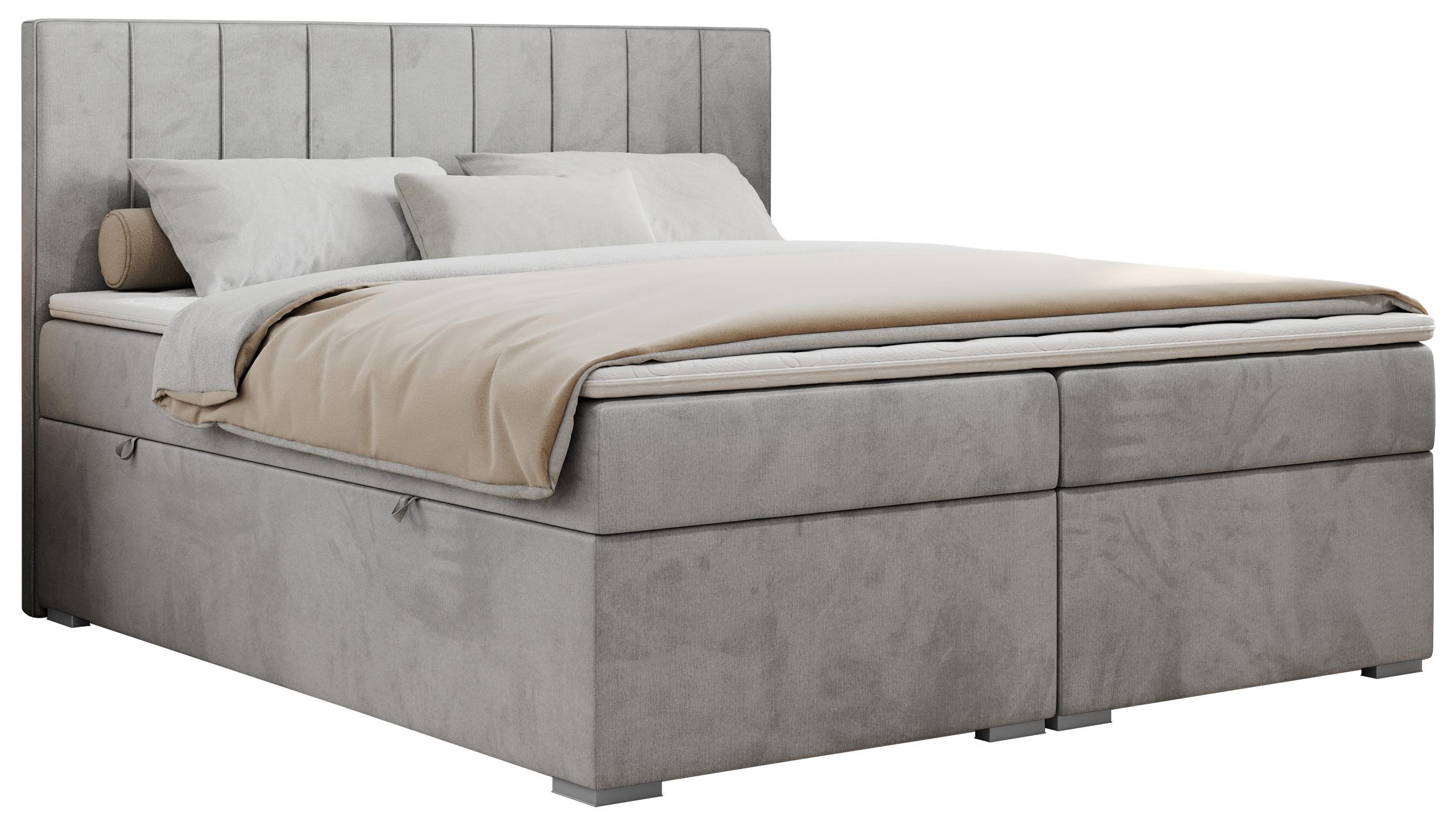BOXBETT ALLY 120/200 Hellgrau Velvet - H3 - Hellgrau, Holz/Textil (120/200cm) - MKS