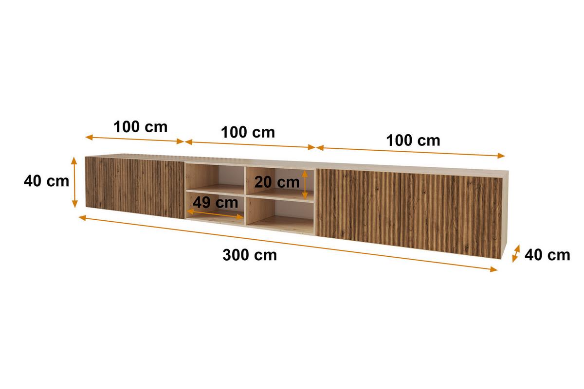 LOWBOARD KITO-W 3x100x40x40 cm - Artisan / Katania - Eiche Wotan/Eiche Artisan, Holzwerkstoff (300/40/40cm) - ALTDECOR