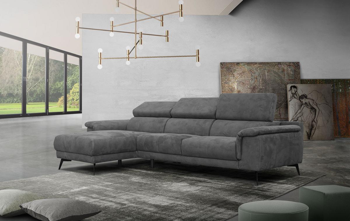 ECKSOFA FIERO 4-Sitzer, dunkelgrau - Dunkelgrau/Schwarz, Holzwerkstoff/Textil (158/269cm) - Wozimo