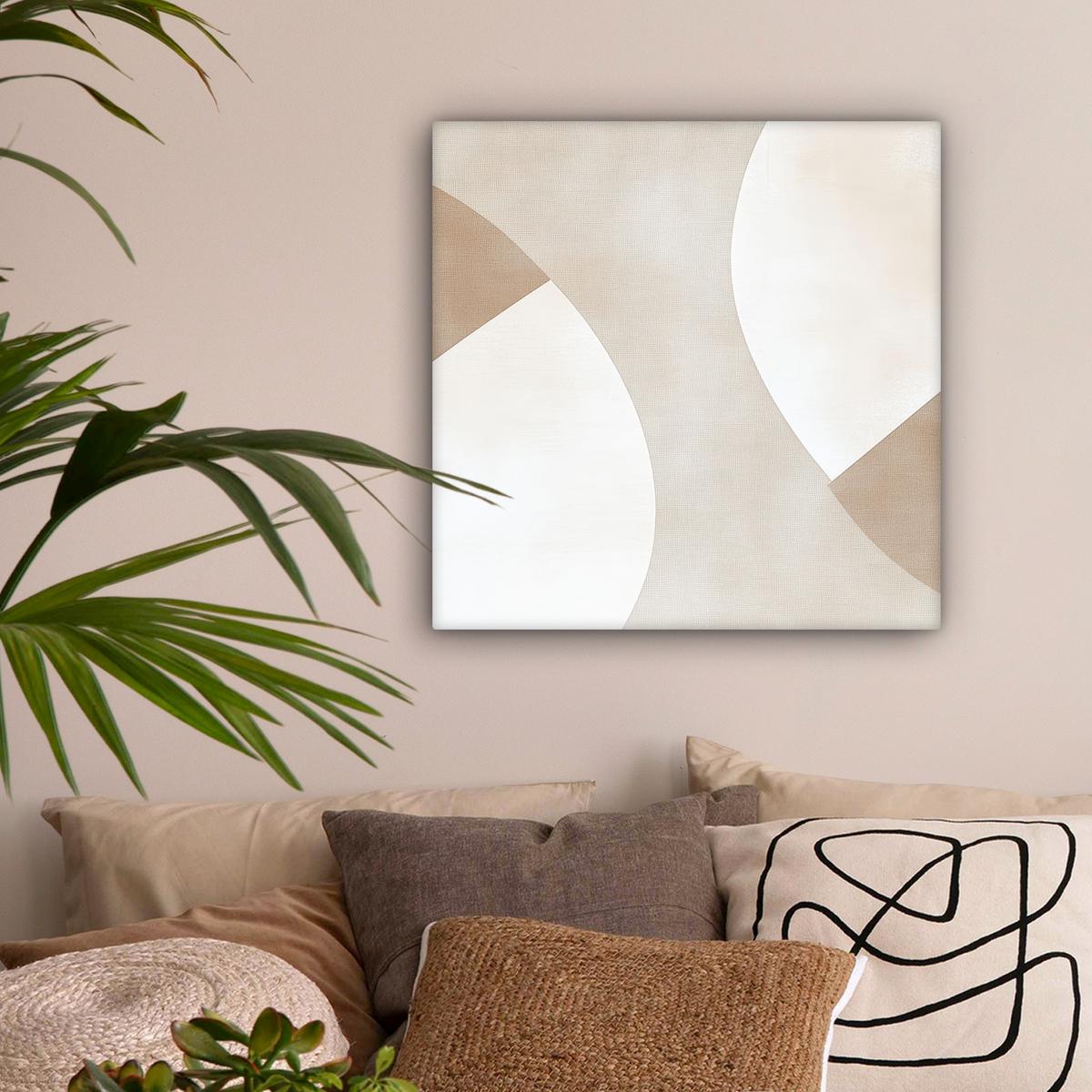 LEINWANDBILD Braun - Japandi - Abstrakt Wandbild Wohnzimmer 50x50 cm - Sandfarben, Textil (50/50cm) - MuchoWow