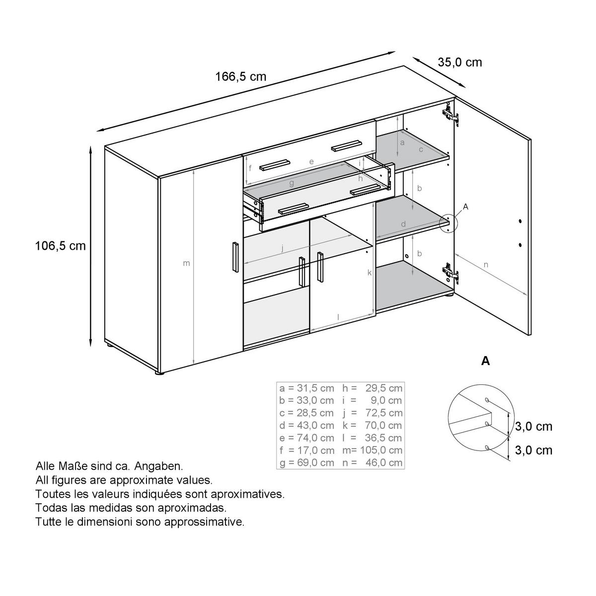 HIGHBOARD Aron Fronten in Schwarz Hochglanz - Schwarz Hochglanz, Holzwerkstoff (166.5/106.5/35cm) - Vladon