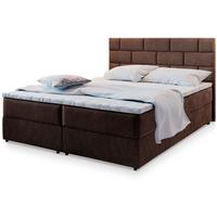 BOXBETT KERLO 200x200 cm mit Matratze und Topper, H2+H3 - Braun - Braun, Holz (200/200cm) - MASSENO
