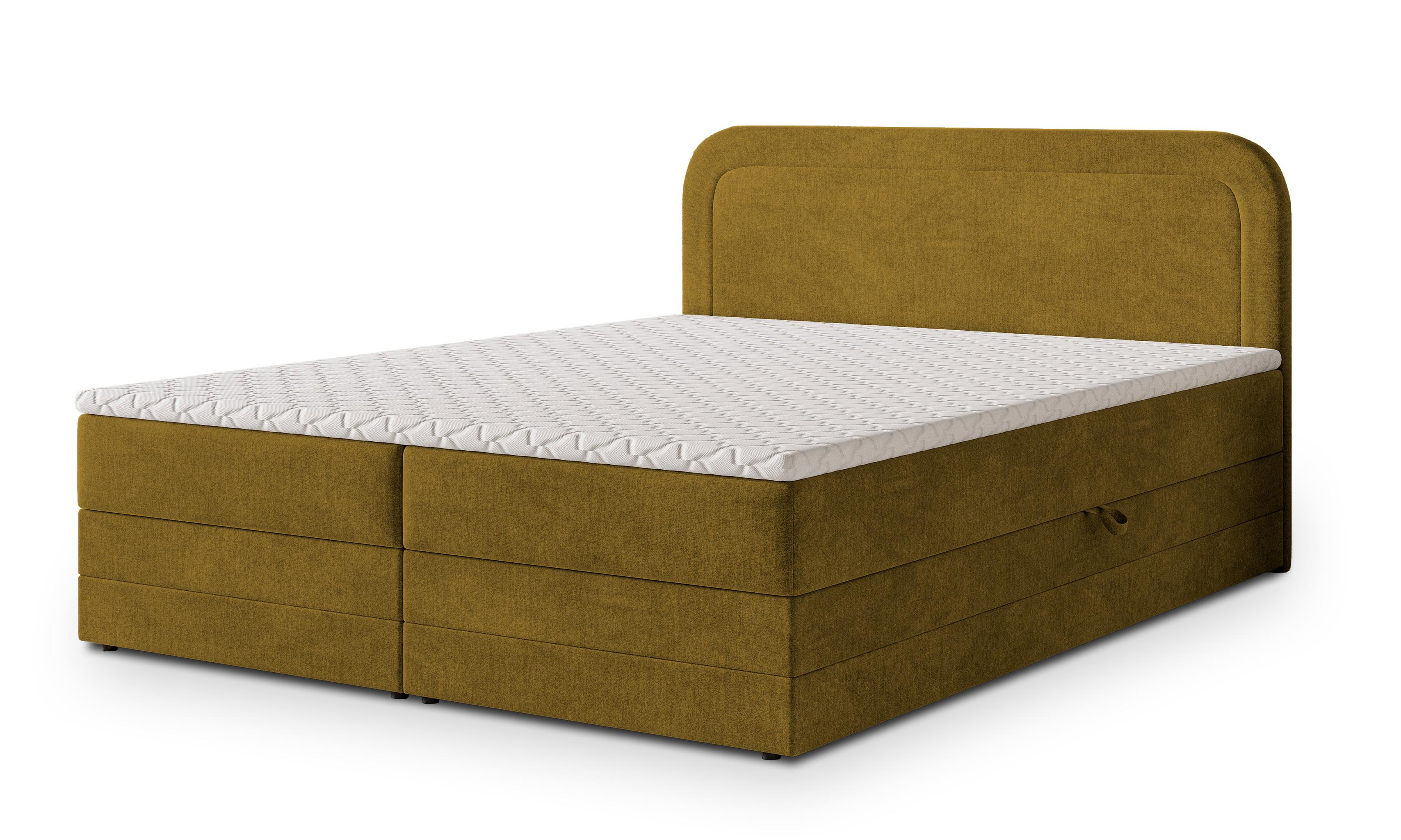 BOXBETT ARMEL 160x200 cm mit Matratze und Topper - Gelb - Gelb, Holz (160/200cm) - MASSENO