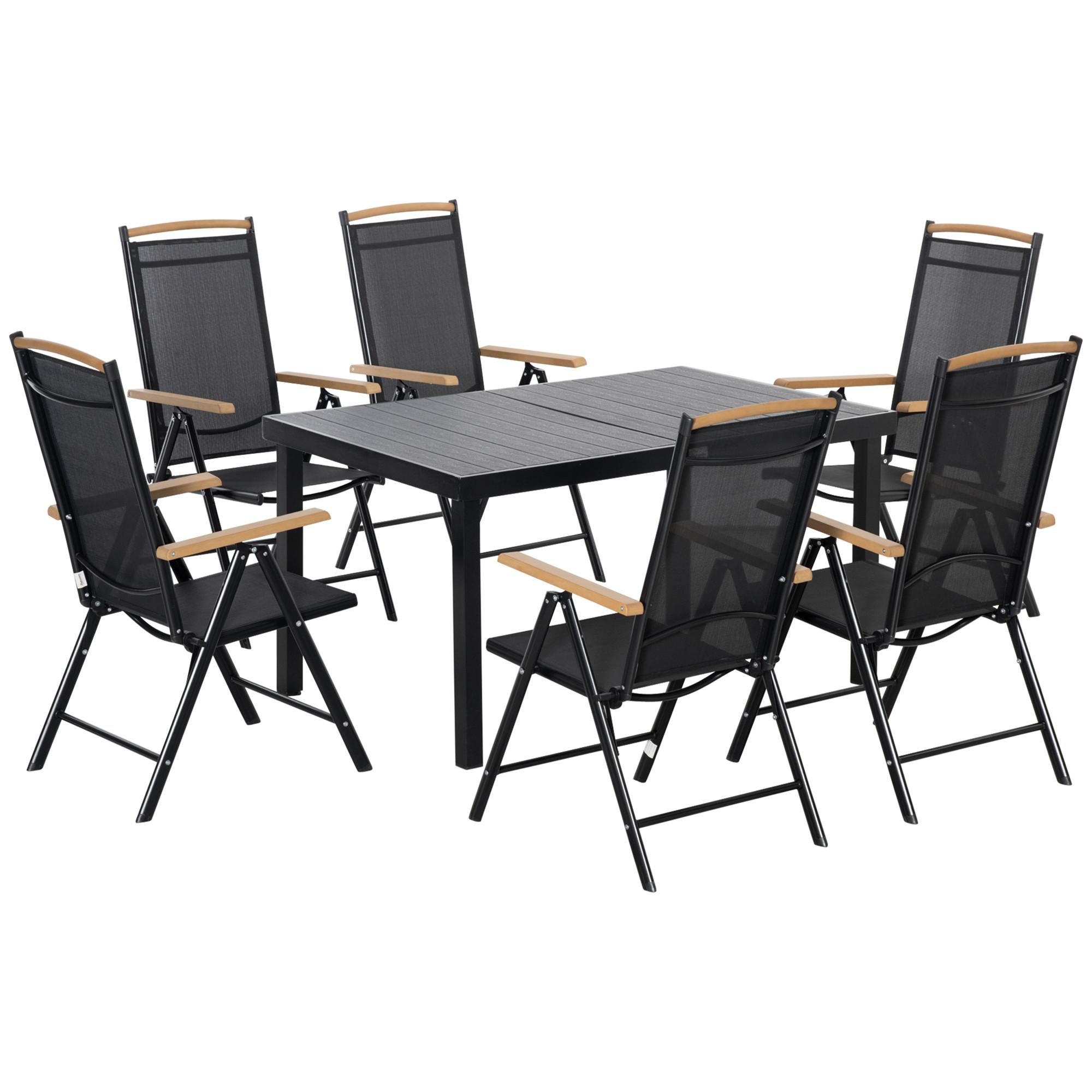 SITZGRUPPE für 6 Personen, Schwarz - Schwarz, Metall - Outsunny