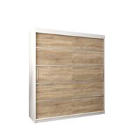 SCHWEBETÜRENSCHRANK 200/180/62 2-türig - Silberfarben/Weiß, Holz/Kunststoff (180/200/62cm) - MÖBEL KRYSPOL