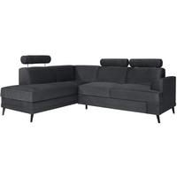 ECKSCHLAFSOFA Kordian links graphit - Graphitfarben, Textil (250/200cm) - Beautysofa