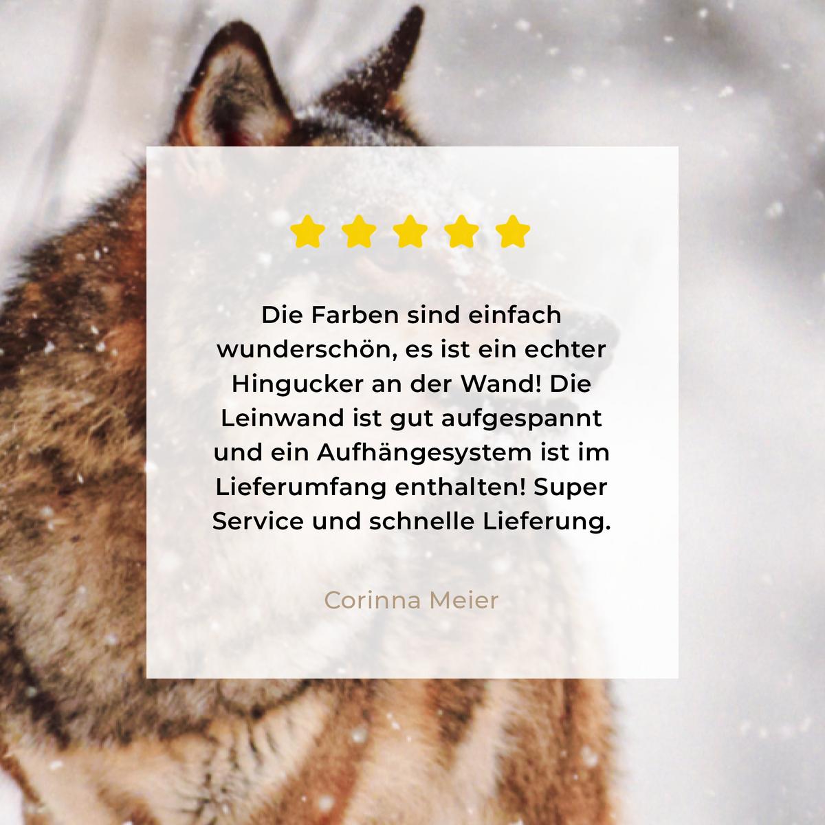 LEINWANDBILD Wolf - Winter - Schnee - Natur - Tiere Deko XXL 80x120 cm - Haselnussfarben, Textil (80/120cm) - MuchoWow