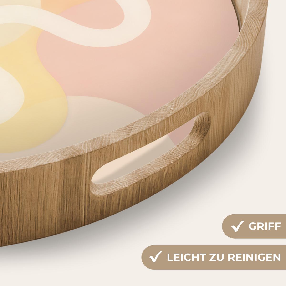 TABLETT Gewellte Formen - Abstrakt - Pastell 40x40 cm - Beige, Holz (40/5/5cm) - OnlyWow