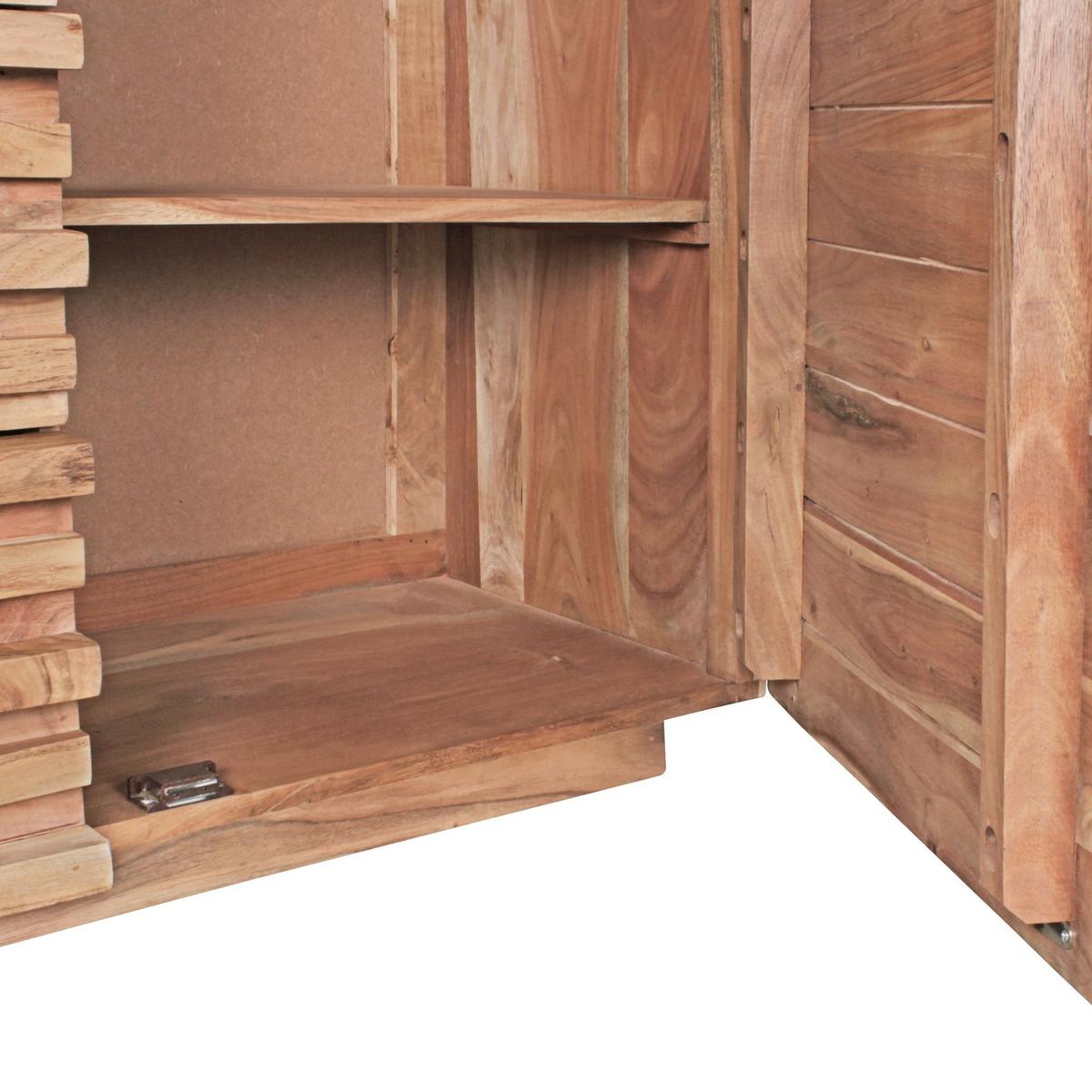 SIDEBOARD – Akazie Massivholz, 160x75x43 cm, Baumkante, mit Schubladen und Türen, breit - Akaziefarben, Holz (160/75/43cm) - KADIMA DESIGN