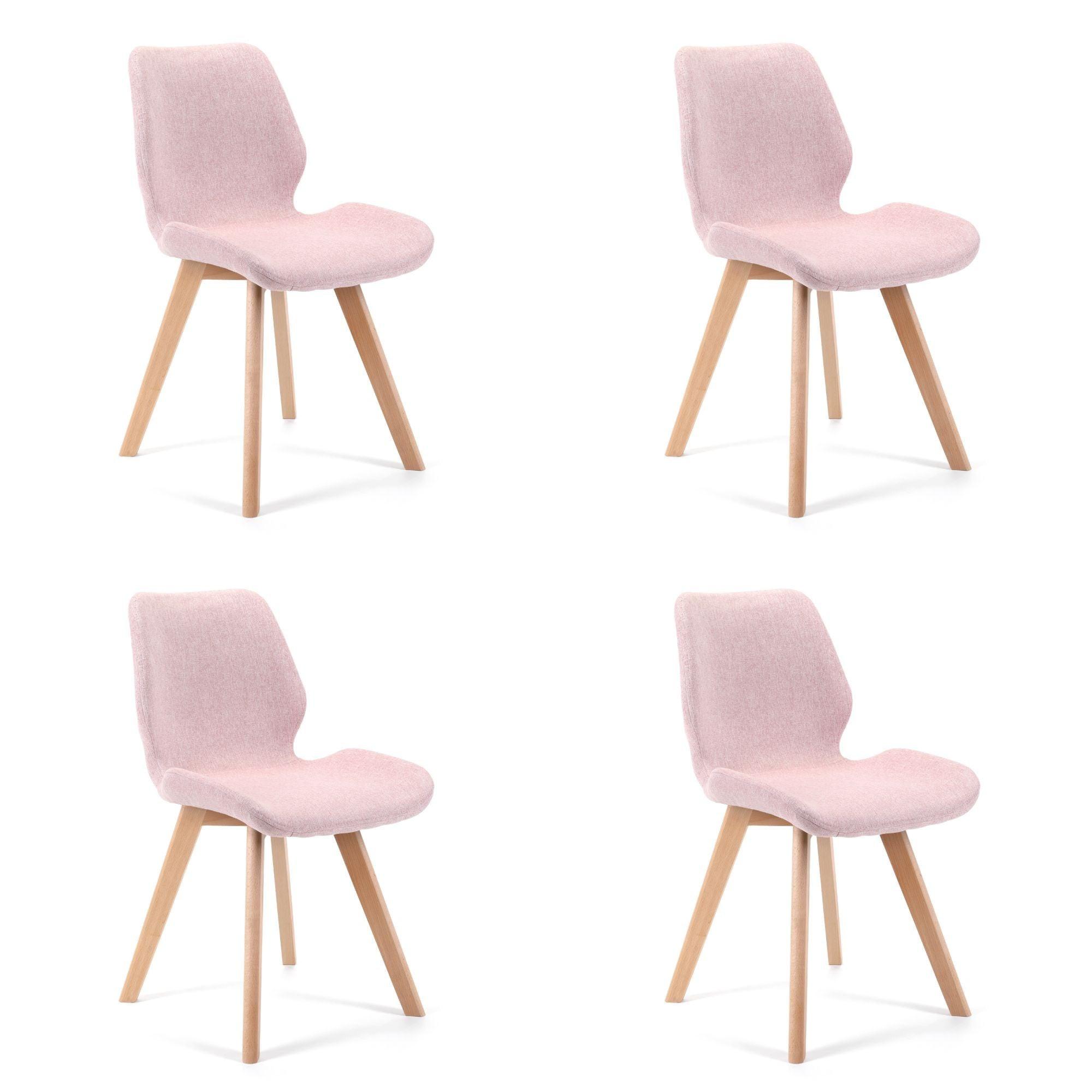 POLSTERSTUHL 4er Set, Holzbeine Rosa 45,5/82,5/59 - Rosa, Textil (45.5/82.5/59cm) - RAUMHIRSCH FURNITURE