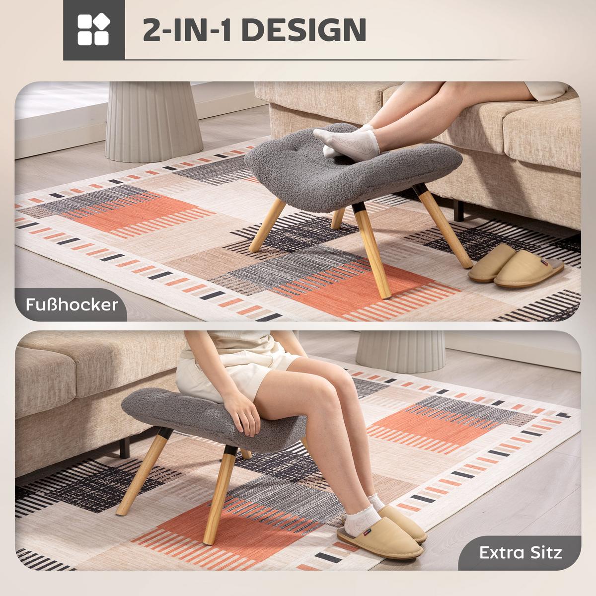 SITZHOCKER, Fußhocker, Polsterhocker, Fußstütze bis 120 kg belastbar Dunkelgrau - Dunkelgrau, Kunststoff (45/38/67cm) - HOMCOM