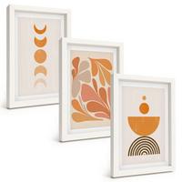 BILDER SET 3er Set - 20x30 cm Weißer Rahmen - Abstrakte orange Formen - Weiß, Kunststoff (20/30cm) - TULUP