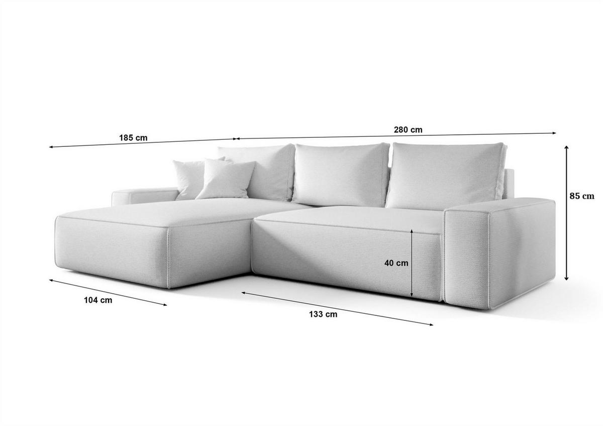 ECKSOFA Walken Mit Schlaffunktion - Hellgrau, Holzwerkstoff/Textil (280/185cm) - Fun Möbel