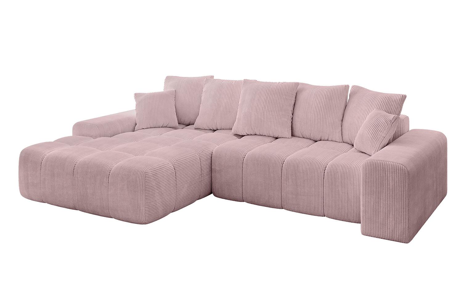 ECKSOFA Ottomane Links ENSI-L - 267x164x69 cm Rosa - Rosa, Holzwerkstoff/Kunststoff (267/164cm) - ALTDECOR