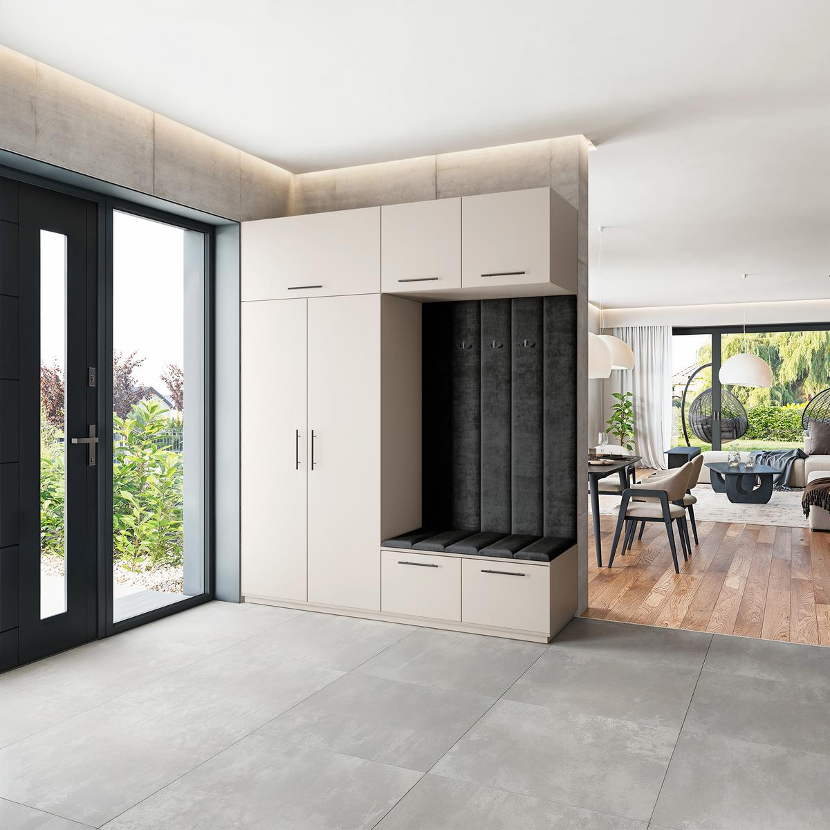 GARDEROBENSCHRANK REMA 200/240/60 cm Modern Kaschmir - Kaschmir/Schwarz, Holzwerkstoff (200/240/60cm) - MASSENO