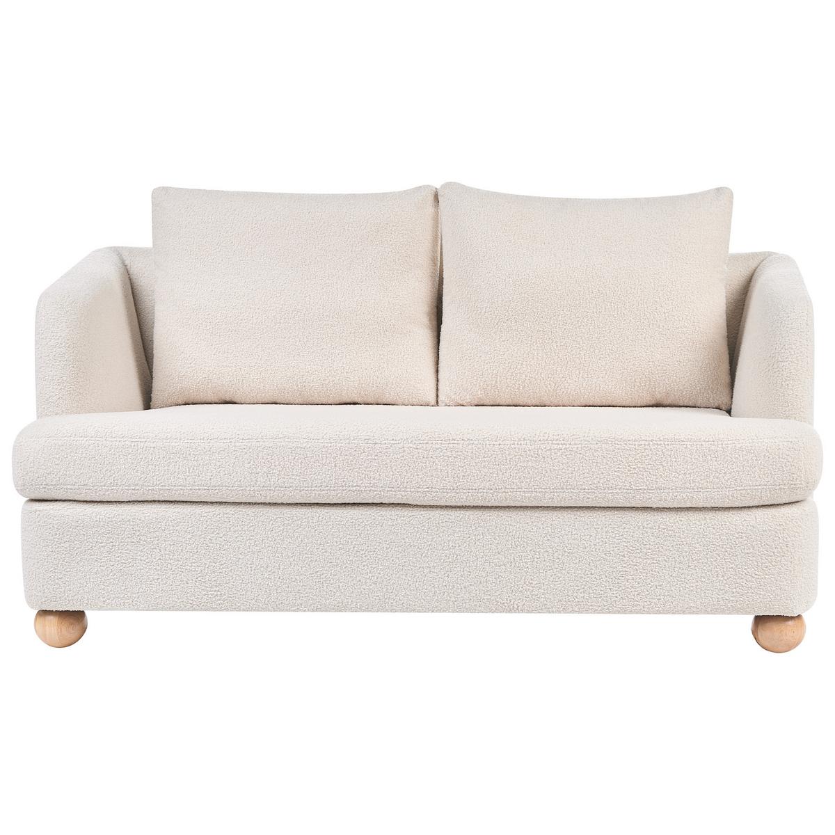 SOFA-SET 6-Sitzer Bouclé Cremeweiß Rattvik - Hellbraun/Weiß, Textil (198/86/82cm) - Beliani
