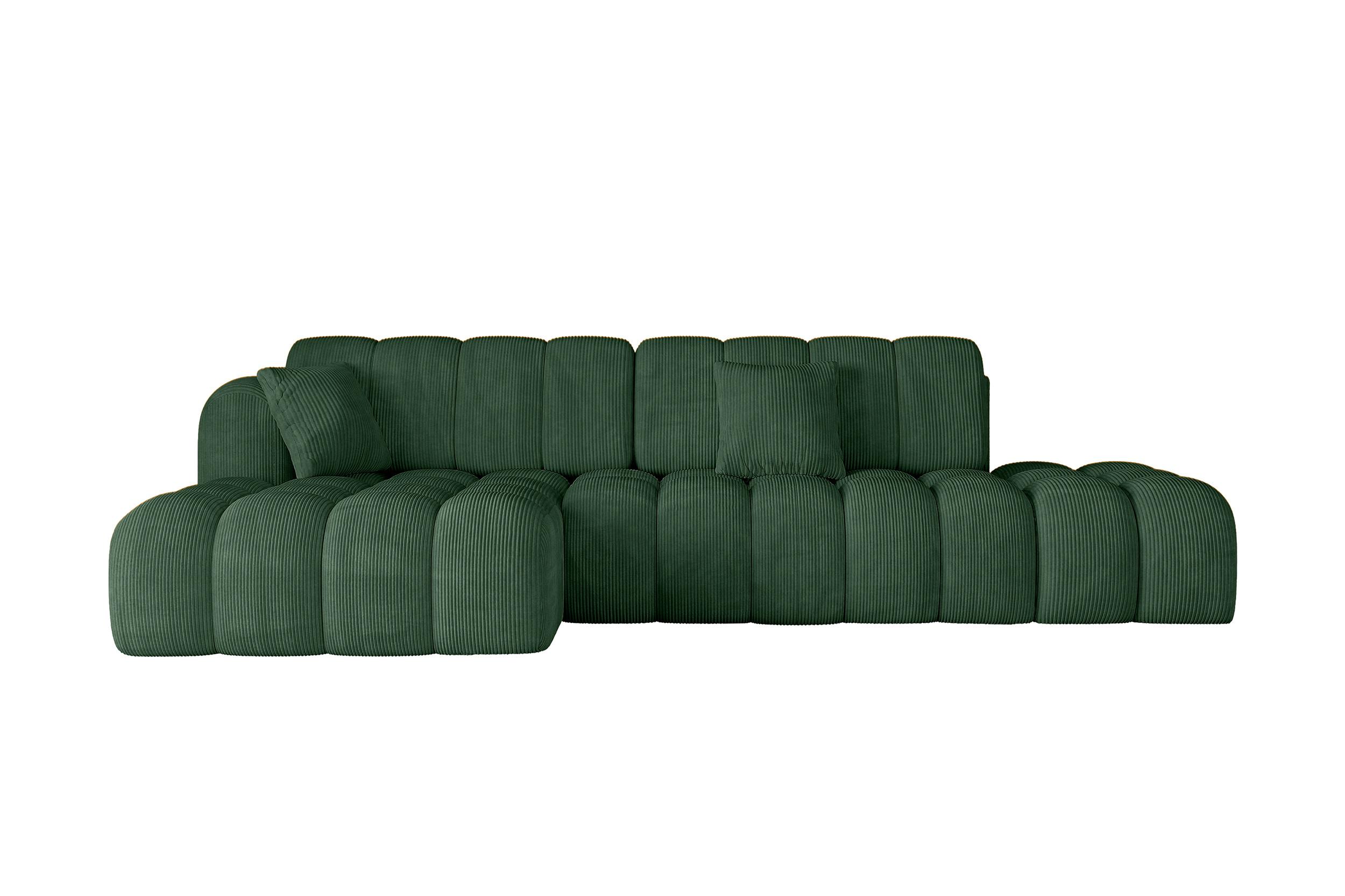 ECKSOFA mit Schlaffunktion Ottomane Links OLEA-L2 321x164x75 Grün Cord - Salbeigrün/Schwarz, Holzwerkstoff/Kunststoff (321/164cm) - ALTDECOR