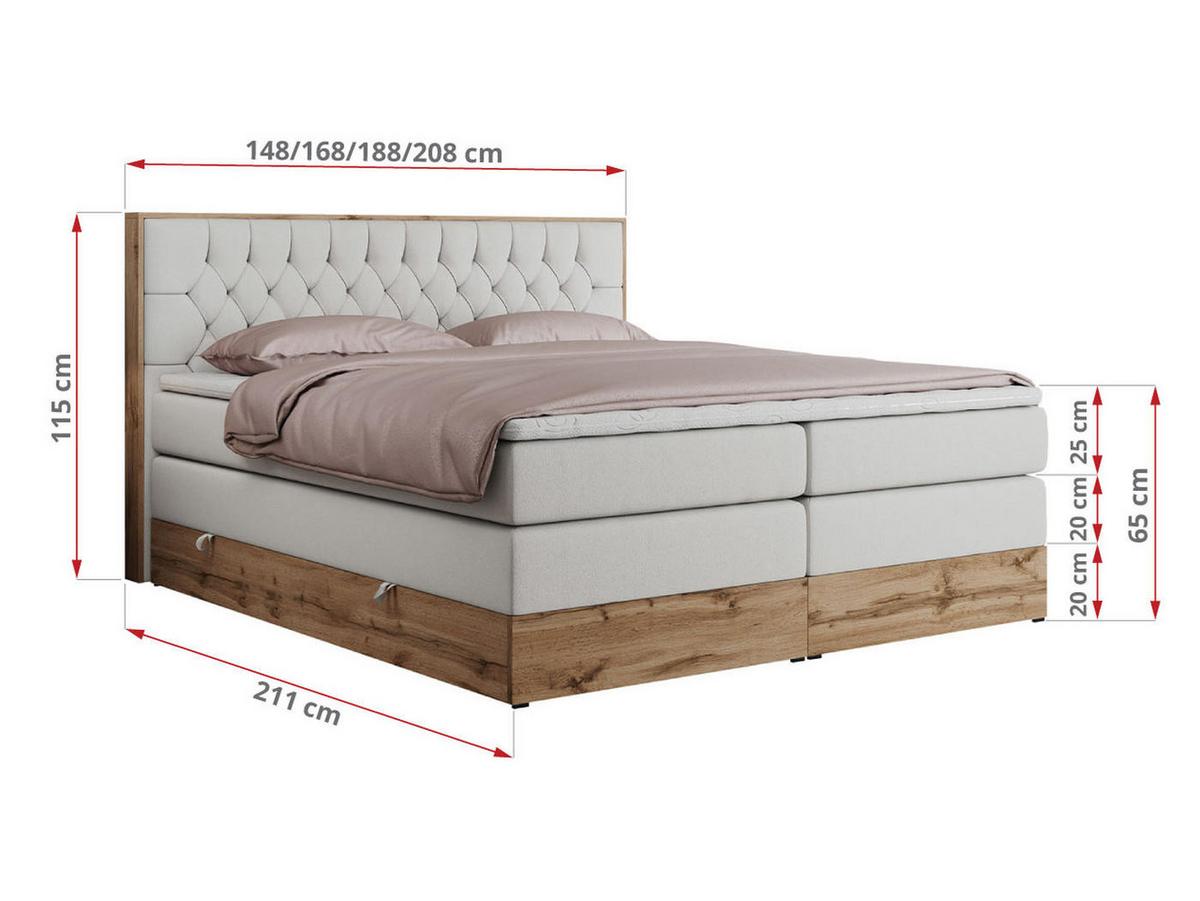 BOXSPRINGBETT AMORE KING 160/200 Weiß Kunstleder - H4 - Weiß, Holz/Textil (160/200cm) - MKS