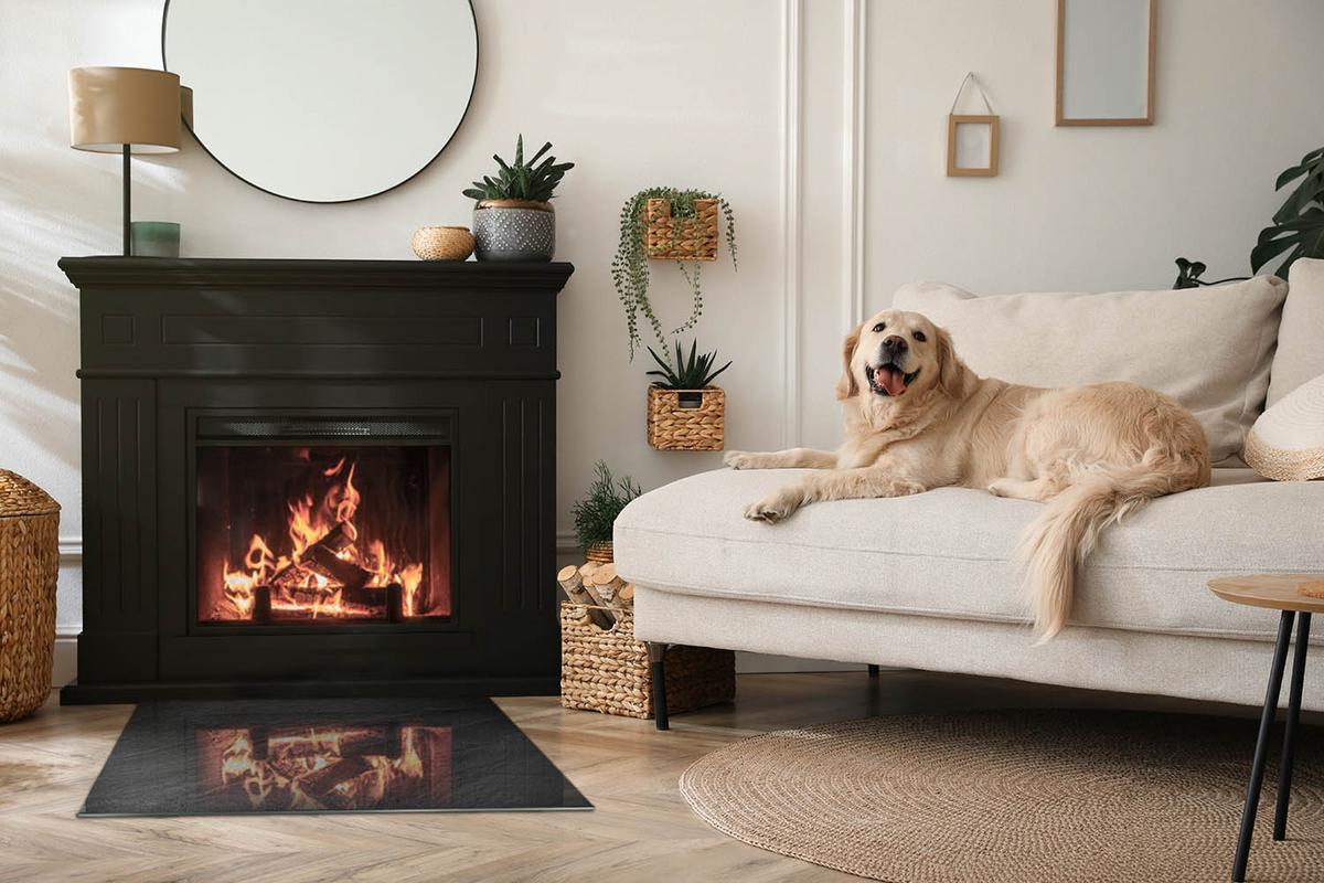 GLASPLATTE für Kamin 80x60 cm - Schwarz, Glas (80/60/0.4cm) - TULUP