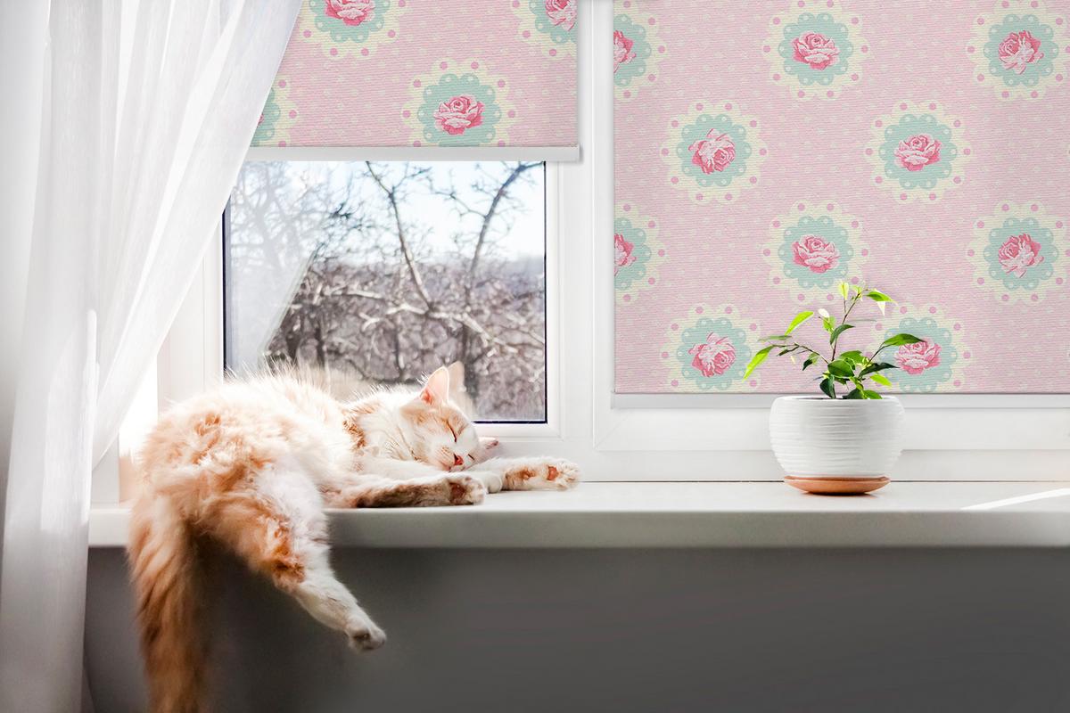 INNENROLLO - Fensterrollo - Rollo - 100x180 cm - Rosen - Pink, Kunststoff (100/180/0.5cm) - TULUP