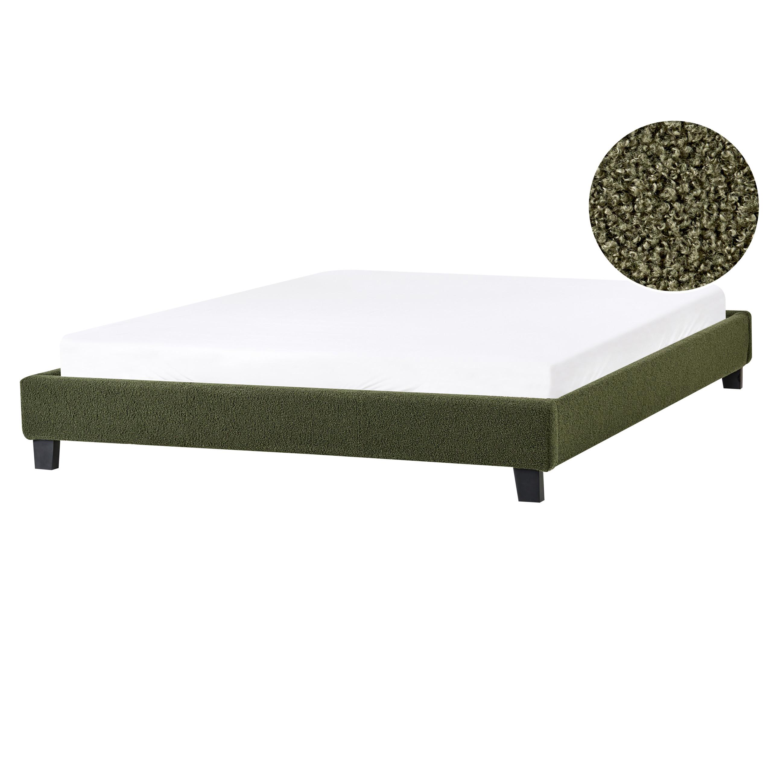 BETT 160/200 cm Dunkelgrün Roanne - Dunkelgrün/Braun, Textil (160/200cm) - Beliani