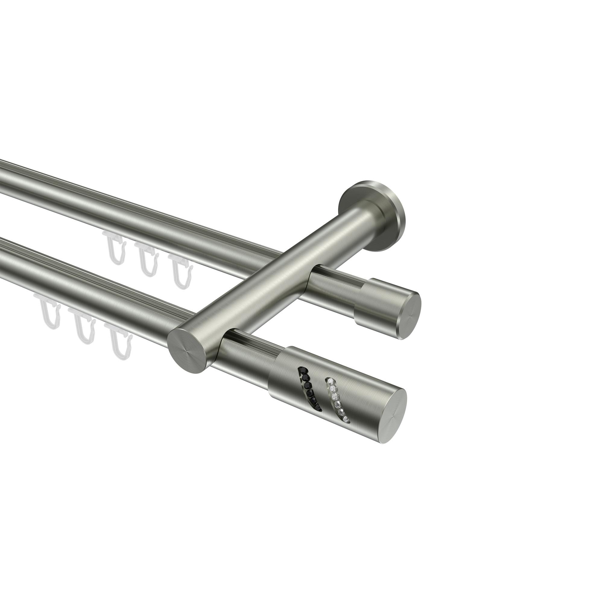 GARDINENSTANGE INNENLAUF Platon Zoena 120 cm, 2-läufig, 20 mm Ø Edelstahl-Optik - Edelstahlfarben, Metall (120cm) - INTERDECO