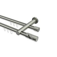 GARDINENSTANGE INNENLAUF Platon Zoena 120 cm, 2-läufig, 20 mm Ø Edelstahl-Optik - Edelstahlfarben, Metall (120cm) - INTERDECO