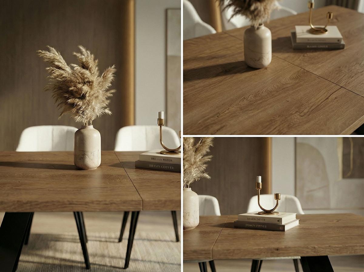 ESSTISCH Colter rechteckig ausziehbar, Lefkas Eiche 140-240/80/76 cm - Alteiche/Schwarz, Holzwerkstoff/Metall (80/240/76cm) - WFL GROUP