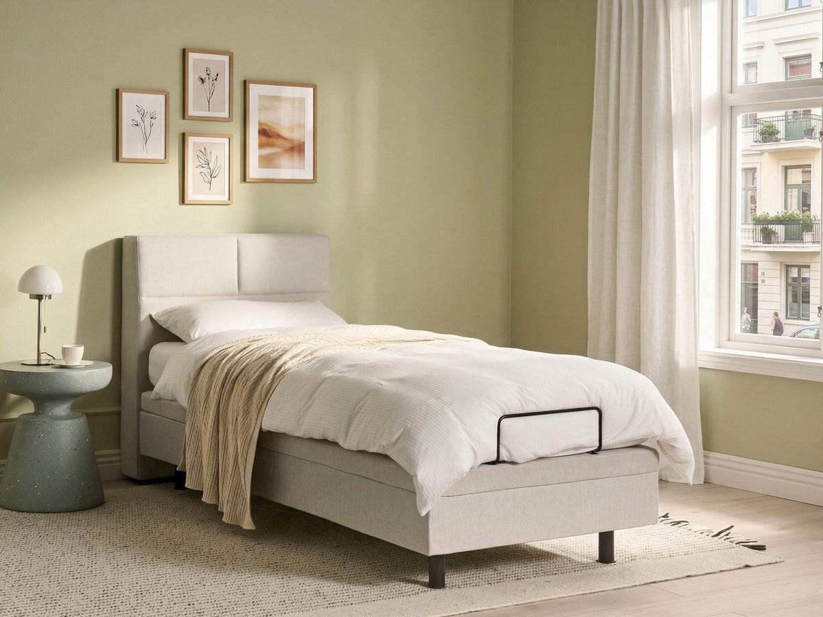 BETT verstellbar 90/200 cm Stoff Hellbeige Viceroy - Beige, Textil (90/200cm) - Beliani