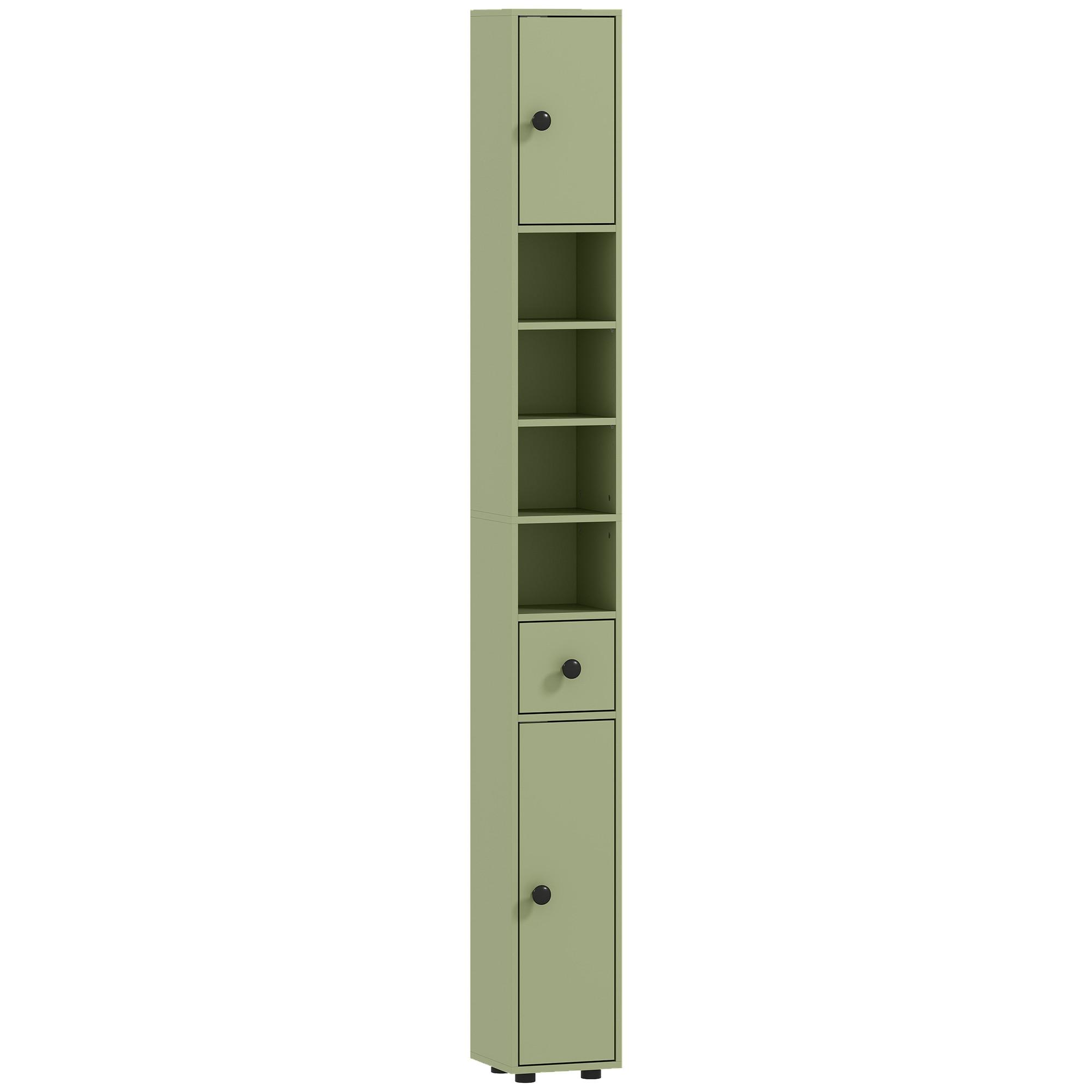 BADEZIMMERSCHRANK Spanplatte Grün - Schwarz/Grün, Karton/Holzwerkstoff (20/180/20cm) - Kleankin