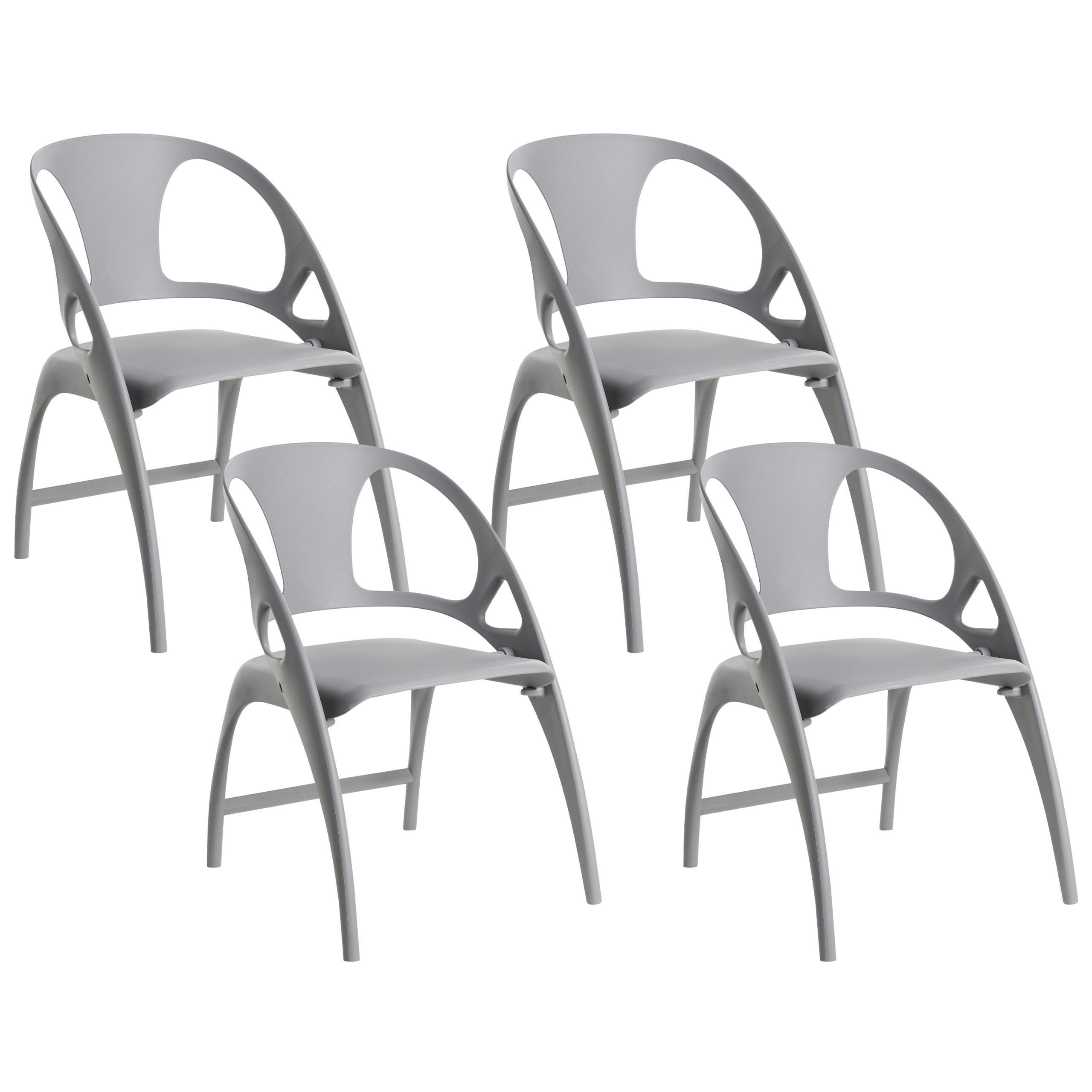 GARTENSTUHL 4er-Set Grau Nemi - Grau, Kunststoff (59/80/53cm) - Beliani