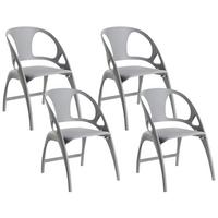 GARTENSTUHL 4er-Set Grau Nemi - Grau, Kunststoff (59/80/53cm) - Beliani