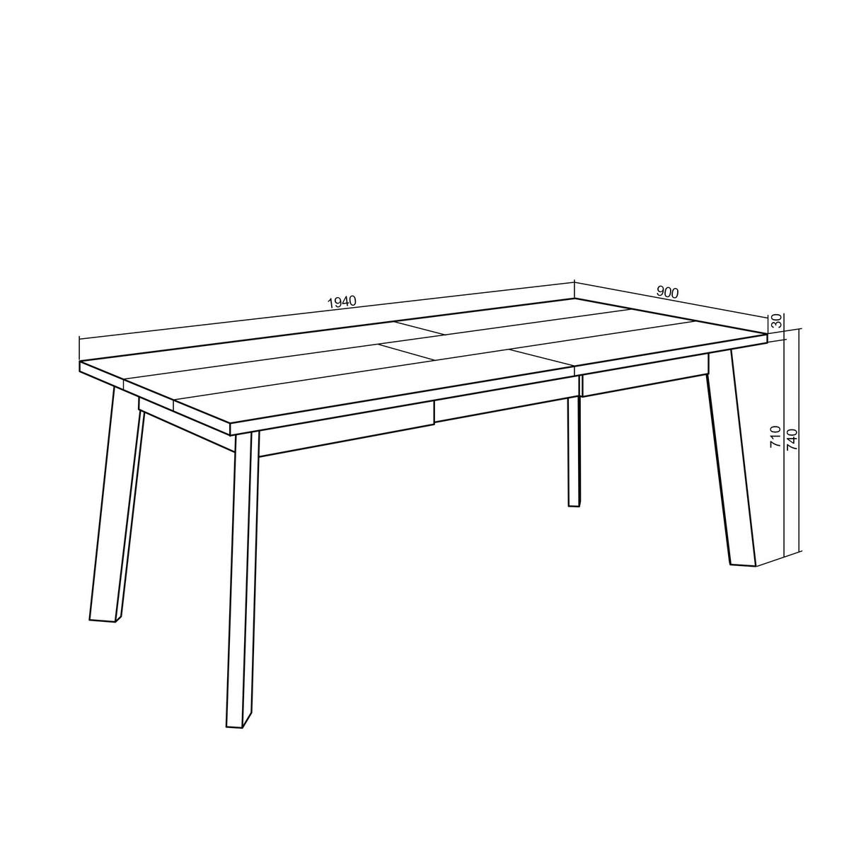 ESSTISCH für 10 Gäste, schwarz eiche, 194/90/75cm - Eichefarben/Schwarz, Holzwerkstoff (90/194/75cm) - Skraut Home