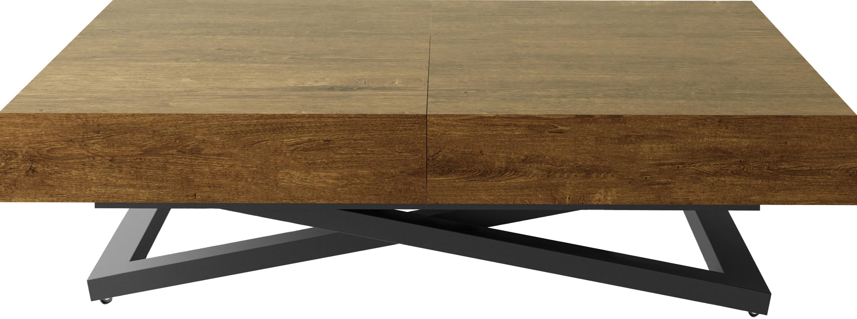 COUCHTISCH Cavetta U höhenverstellbar ausziehbar, Lefkas Eiche 120-200/80/27-76 cm - Alteiche/Schwarz, Holzwerkstoff/Metall (80/200/76cm) - WFL GROUP