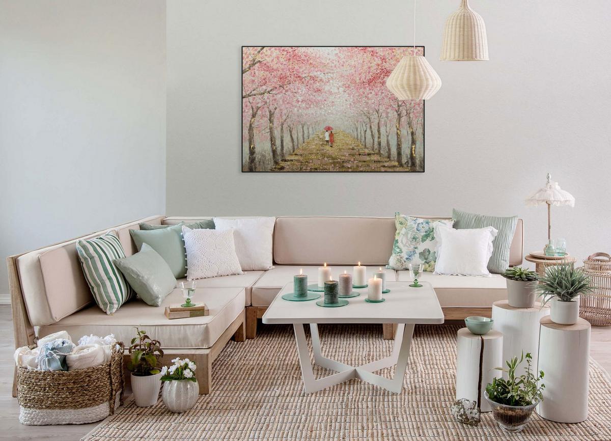 ÖLGEMÄLDE 100/70 cm - Pink/Braun, Holz/Textil (100/70cm) - KUNSTLOFT