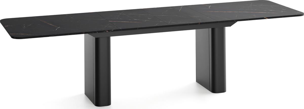 ESSTISCH Riven rechteckig ausziehbar verlängerbar mit Butterfly-Auszug, Schwarz Marmor Kupfer 180-276/90/76 cm - Schwarz/Kupferfarben, Holzwerkstoff/Metall (90/276/76cm) - WFL GROUP