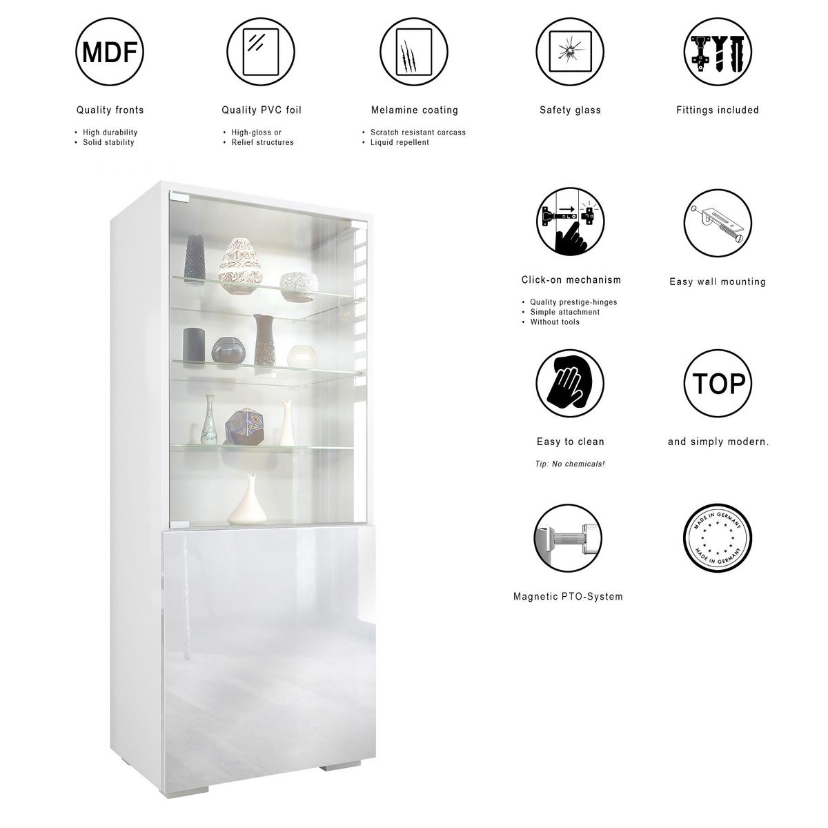 VITRINE Granada Avola-Anthrazit - Anthrazit, Holzwerkstoff (50/122.5/34.5cm) - Vladon