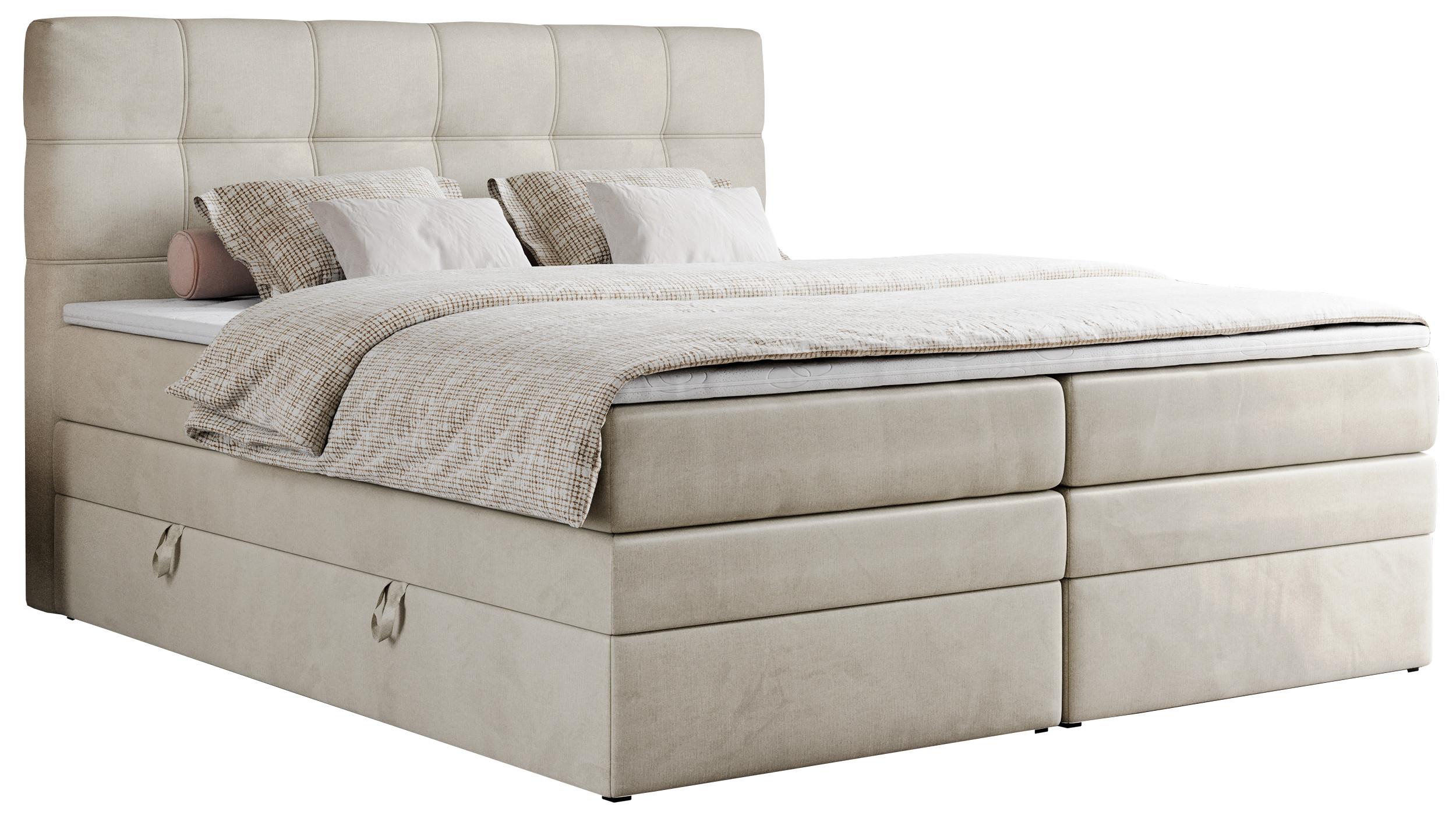 BOXSPRINGBETT ERNI KING 140/200 Beige Velvet - H3 - Beige, Holz/Textil (140/200cm) - MKS