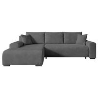 ECKSOFA Nelly mit Bettkasten und Schlaffunktion, Cordstoff in L-Form - Dunkelgrau, Textil (270/185cm)