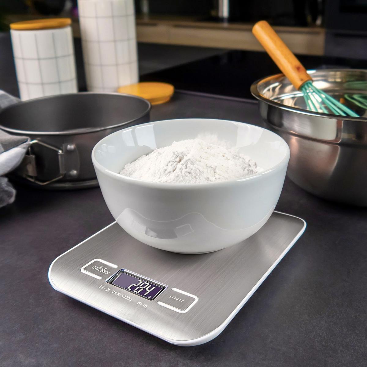 KÜCHENWAAGE mit LCD Display - Silberfarben, Metall (16.5/3/20.5cm) - Intirilife