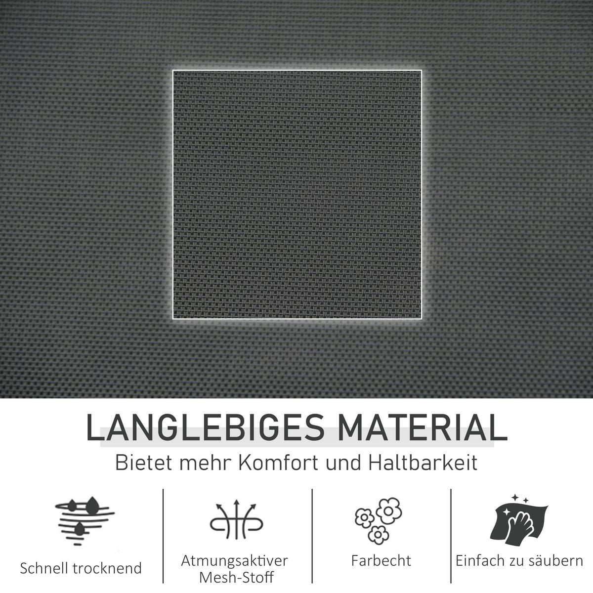 SCHAUKELSTUHL, Metall, Mesh, Schwarz+Hellgrau, 150 x 62 x 88 cm - Schwarz, Metall (62/88/150cm) - Outsunny