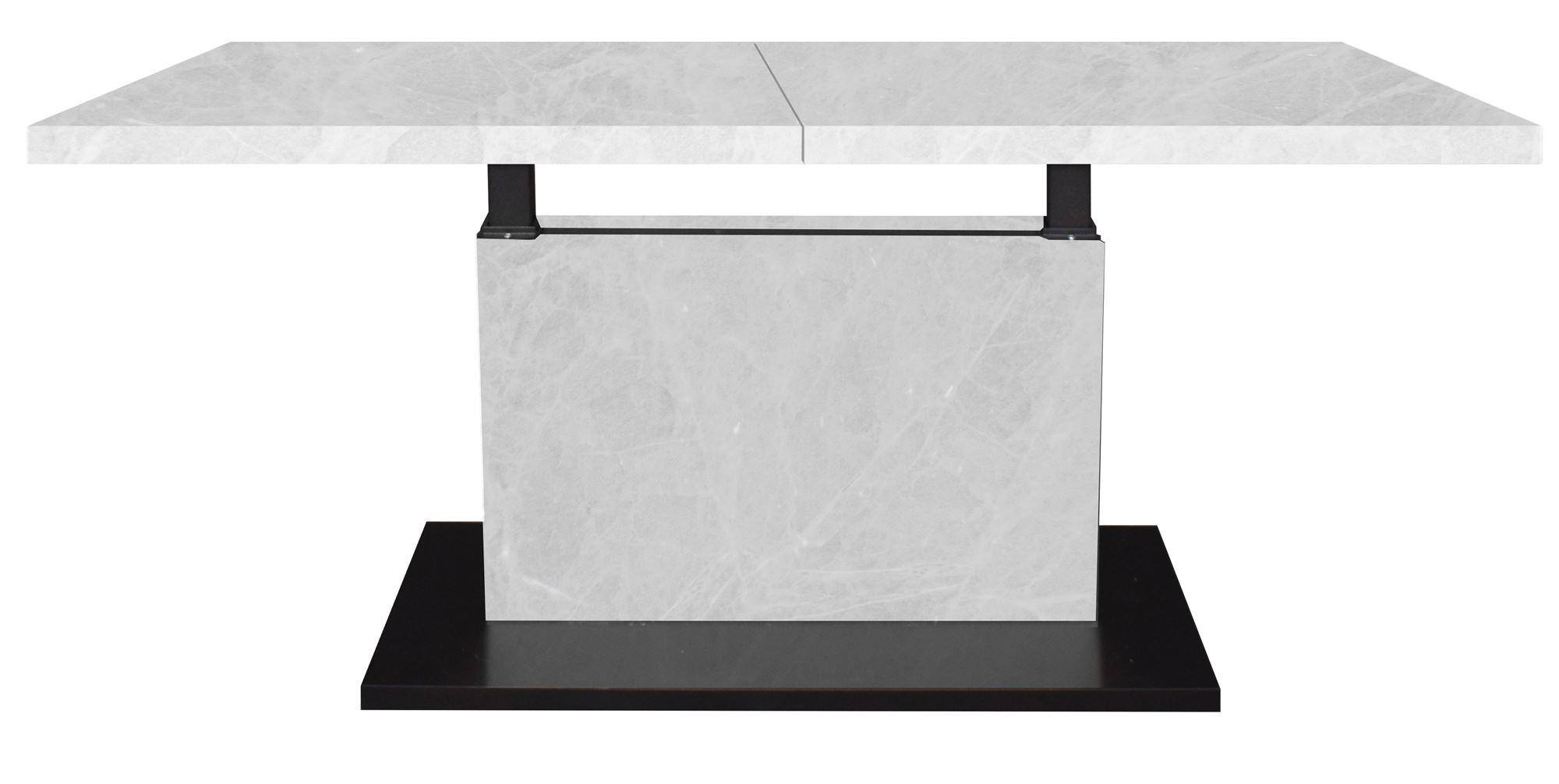 COUCHTISCH Höhenverstellbar Else 3 120x56x70 Holz Keramikoptik Weiß - Hellgrau/Schwarz, Holzwerkstoff (120/70/56cm) - 58aufmkessel