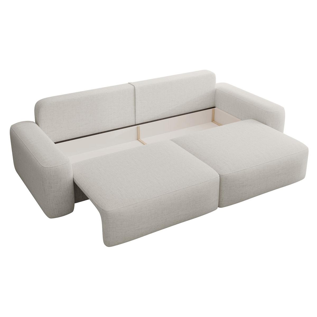 SCHLAFSOFA Carnos Creme Chenille - Creme/Schwarz, Kunststoff/Textil (257/82/105cm) - Selsey