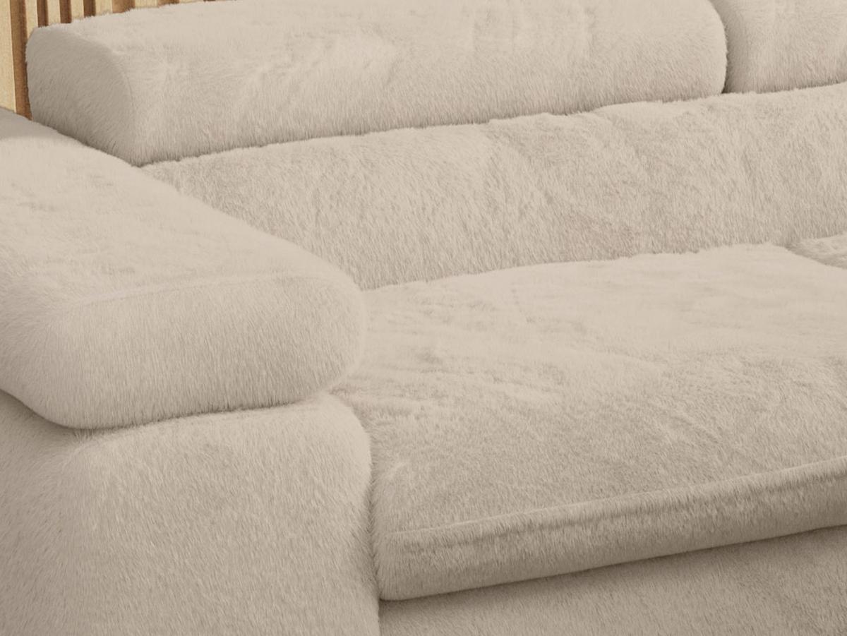 ECKSOFA PETER L Dunkelgrau Plüsch - Rechts Seite - Ecru/Schwarz, Textil/Metall (273/208cm) - MKS