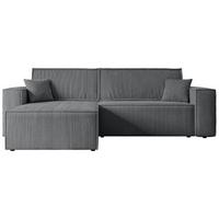ECKSOFA mit Schlaffunktion und Bettkasten CELTIC-XL - 277x143x83 cm Dunkelgrau Cord - Dunkelgrau/Schwarz, Holzwerkstoff/Kunststoff (277/143cm) - ALTDECOR