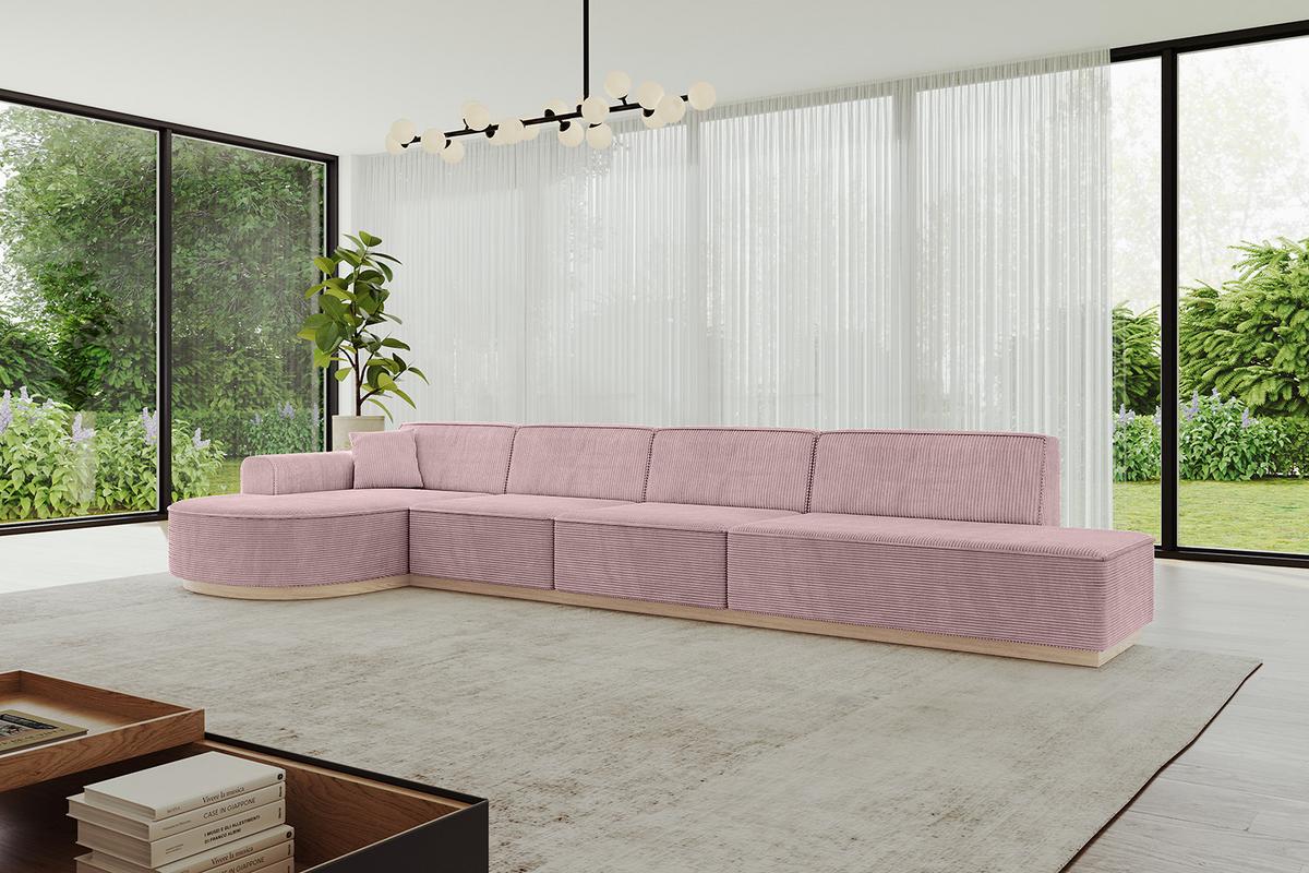 ECKSOFA Ottomane Links ARRIO-L3 - 413x171x83 cm Rosa - Rosa, Holzwerkstoff/Textil (413/171cm) - ALTDECOR