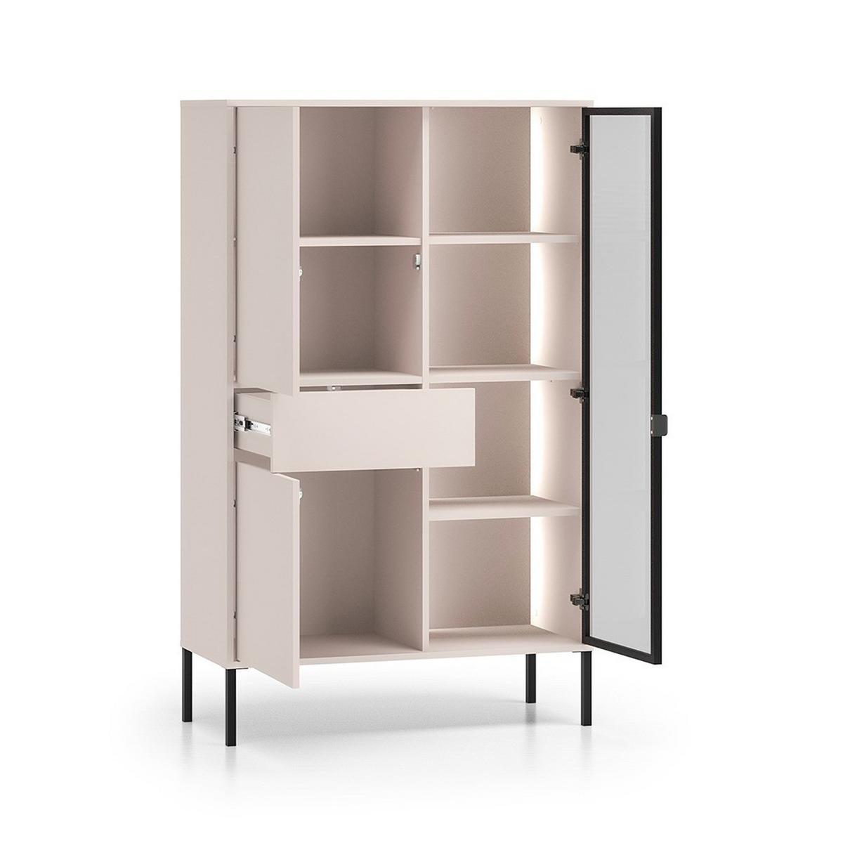 GESCHIRRSCHRANK Paige Kaschmir und Schwarz - Beige, Holzwerkstoff (92/150/40cm) - Petits-meubles